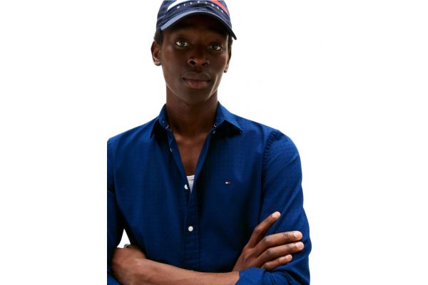 Men's Navy Blue Dobby Structure Rf Shirt Tommy Hilfiger MW0MW39446-C7G