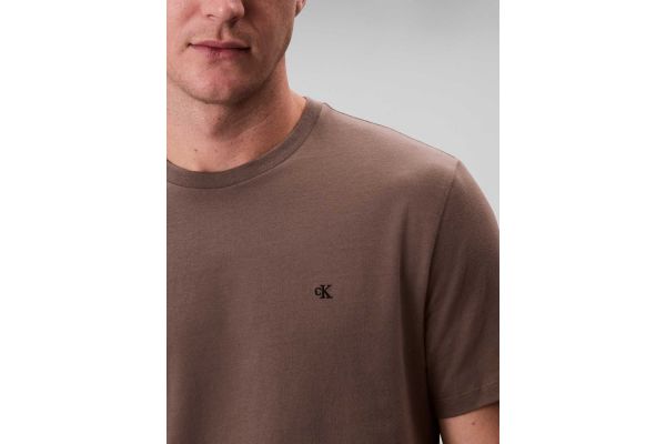 Men's Brown Ss Smooth Cttn Solid Crewneck Tee Calvin Klein LV040HM265-PDK