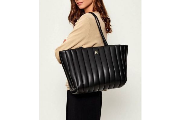 Women's Black TH Grace Tote Bag Tommy Hilfiger AW0AW17670-BDS