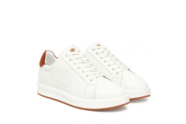 Women's White Leather Ainsley Sneakers Ralph Lauren 802979188001-WHITE