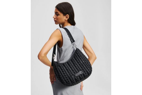 Women's Black K/Weave Hobo Bag Karl Lagerfeld A3W30147-1AV BLACK NICKEL