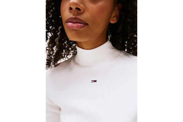 Women's White Tjw Essential Mock Neck Top Tommy Jeans DW0DW19830-YBL
