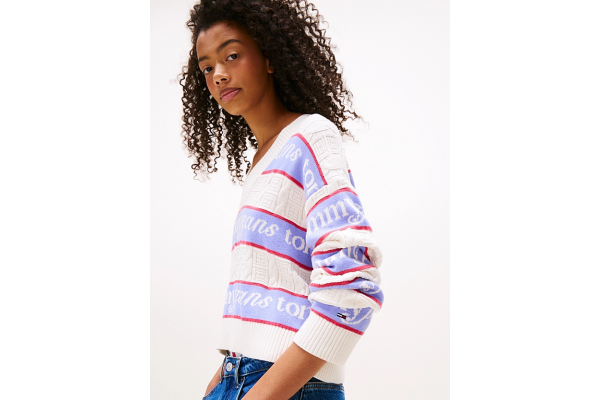 Women's Off White Tjw Stripe Logo Sweater Ext Tommy Jeans DW0DW21682-YBH