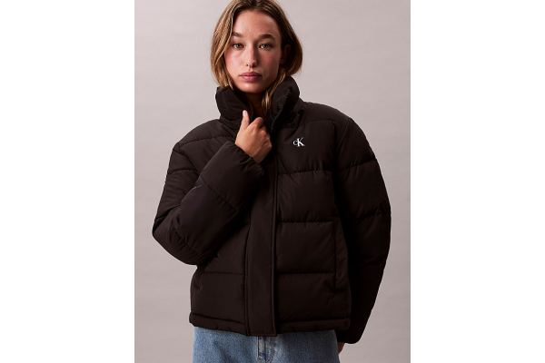 Women's Black Matte Monologo Mw Short Puffer Jacket Calvin Klein LV047D513G-UB1