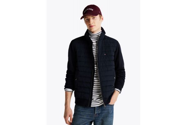 Men's Navy Blue Mix Media Stand Cllr Jacket Tommy Hilfiger MW0MW37461-DW5