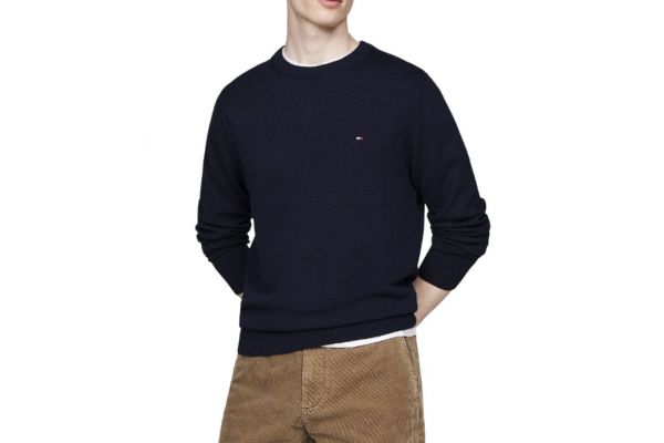 Men's Navy Blue Pima Org Ctn Cashmere Crew Neck Jumper Tommy Hilfiger MW0MW28046-DW5