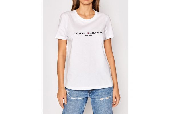 Women's White Heritage Hilfiger C-Nk Reg Tee Tommy Hilfiger WW0WW31999-YBR