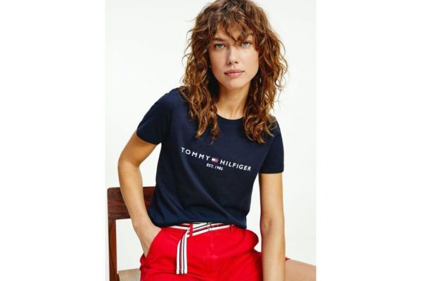 Women's Navy Blue Heritage Hilfiger C-Nk Reg Tee Tommy Hilfiger WW0WW31999-DW5