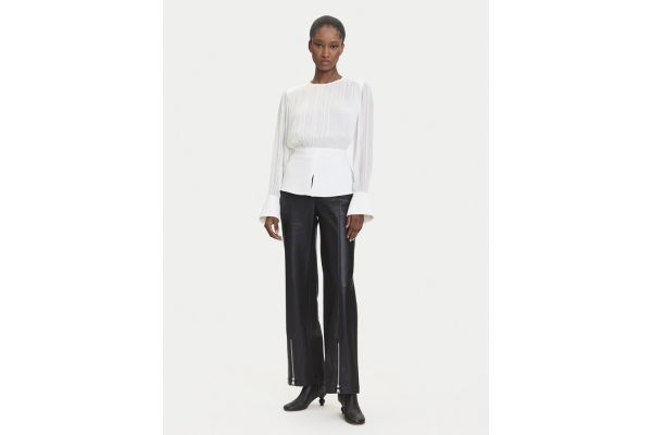 Women's White Elegant Gathered Blouse Karl Lagerfeld A3W11025-461 PRISTINE