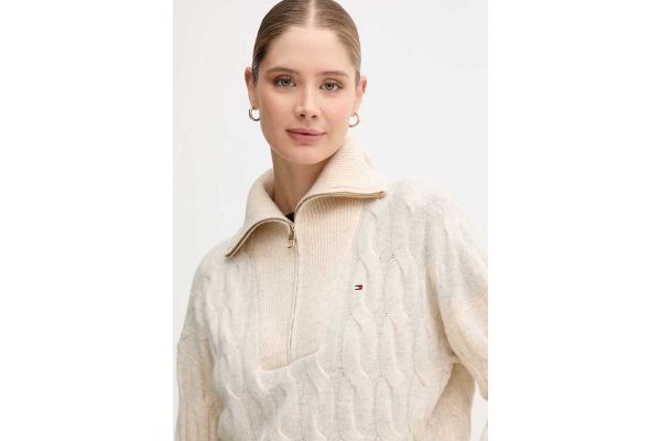 Γυναικείο Μάλλινο Πουλόβερ Μπεζ Tommy Hilfiger WW0WW46425-ADK