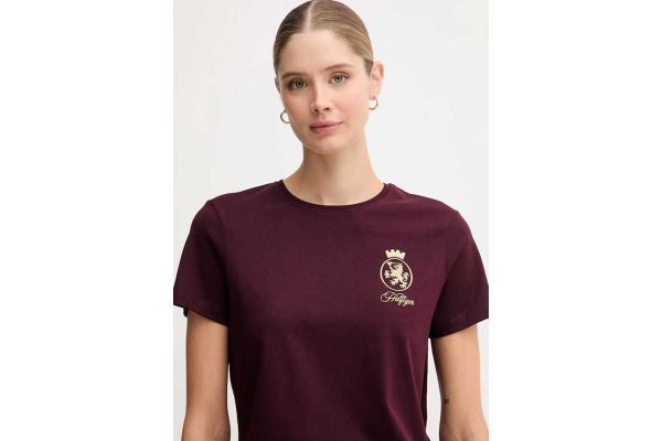 Γυναικείο TH Crest T-shirt Μπορντό Tommy Hilfiger WW0WW46153-XIH