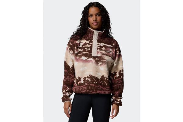 Women's Brown Helvetia II Printed Cropped Half Snap Fleece Columbia 2098501-256