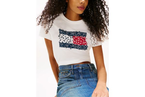 Women's White Tjw Reg Floral Flag Tee Tommy Jeans DW0DW20897-YBL