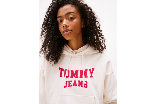 Women's Off White Tjw Bxy Crp Varsity Hoodie Tommy Jeans DW0DW21598-YBH