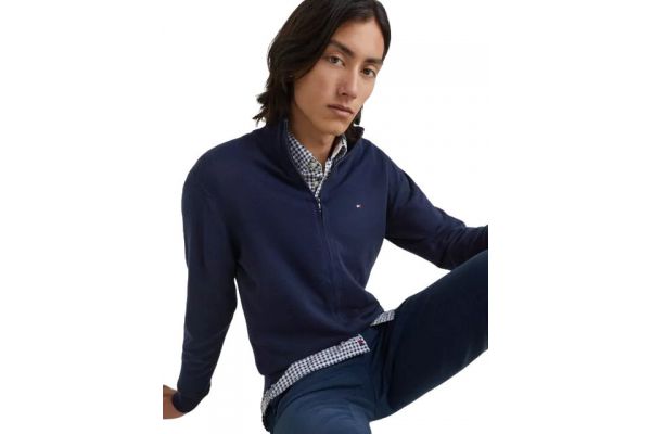 Men's Navy Blue Pima Org Ctn Cashmere Zip Thru Jumper Tommy Hilfiger MW0MW28050-DW5