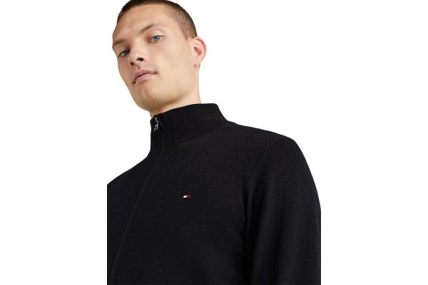 Men's Black Pima Org Ctn Cashmere Zip Thru Jumper Tommy Hilfiger MW0MW28050-BDS