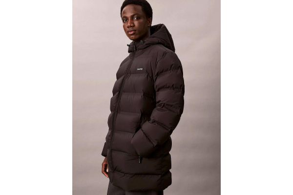 Men's Black Ls Bonded Chnnld Long Hooded Puffer Jacket Calvin Klein LV04LD516G-UB1 Men's Black Ls Bonded Chnnld Long Hooded Puffer Jacket Calvin Klein LV04LD516G-UB1
