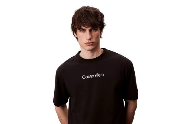 Men's Black Ss Standard Logo 30s Crewnk Tee Calvin Klein LV04LD230G-UB1