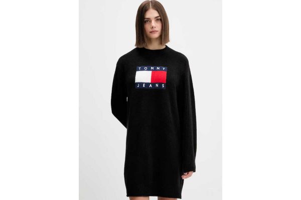 Women's Black Tjw Flag Sweater Dress Ext Tommy Jeans DW0DW21462-HEV