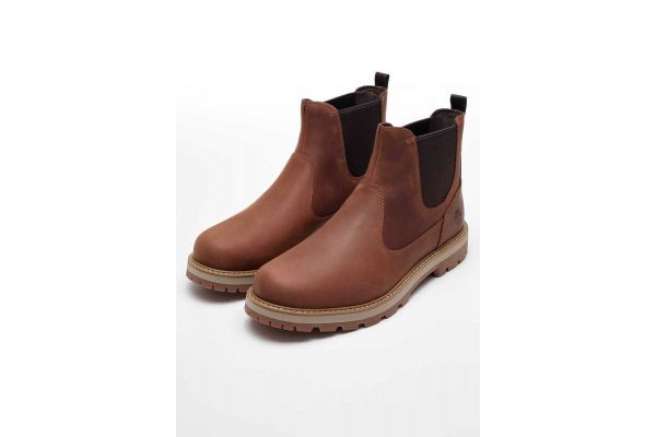 Men's Md Brn Nubuck Leather Britton Road Mid Chelsea Boot Timberland TB0A6A4W-EM5