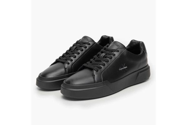 Men's Black Leather Chunky Cupsole Lace Up Sneakers Calvin Klein YM0YM01344-0GJ