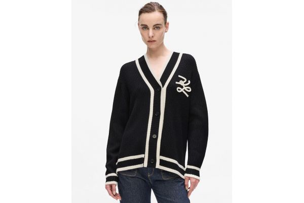 Women's Black Soutache Autograph Cardigan Karl Lagerfeld A4W18052-999 BLACK