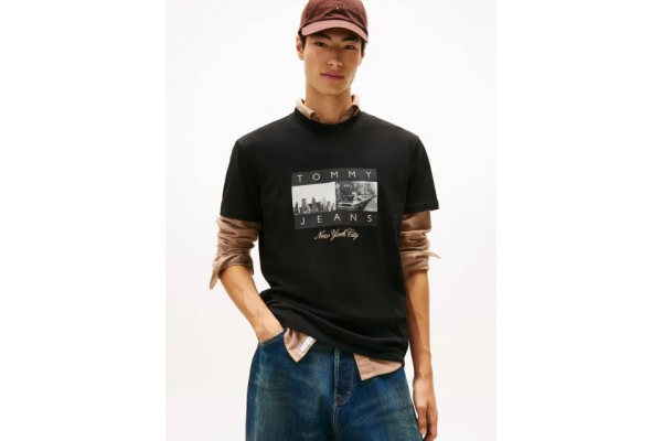 Men's Black Tjm Reg Photo Flag Ss Tee Tommy Jeans DM0DM22464-BDS