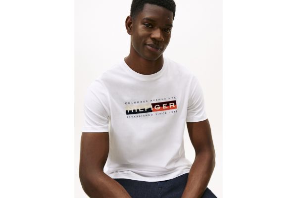 Men's White TH Colour Block Graphic Tee Tommy Hilfiger MW0MW40014-YBR