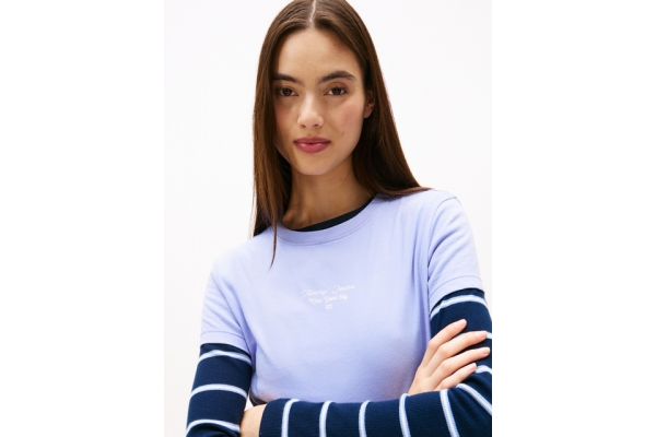 Women's Vintage Iris Tjw Slim Ess Logo 1 Tee Ext Tommy Jeans DW0DW21542-C5Z