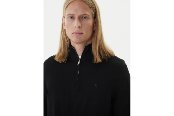Men's Black Ls 100% Merino Qz 14Gg Jumper Calvin Klein LV04LD318G-UB1