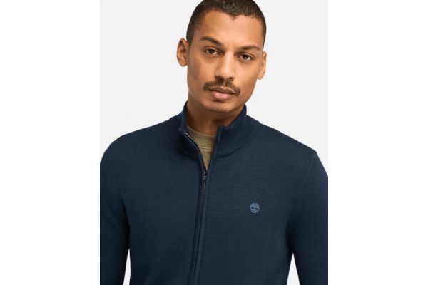 Men's Navy Blue LS Williams River Cotton YD Full-Zip Sweater Timberland TB0A2BMZ-Z02