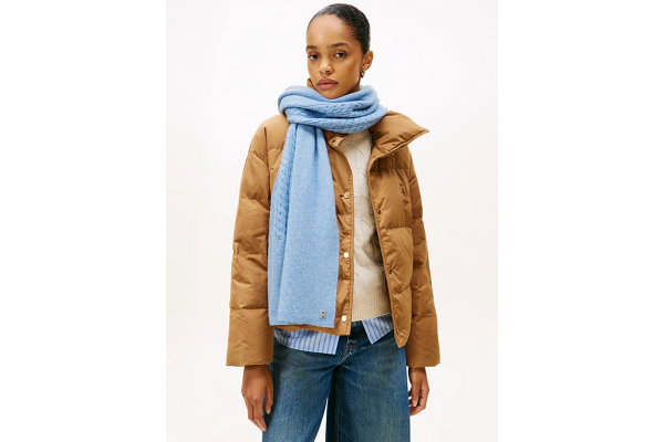 Women's Light Blue TH Elevated Chic Fluffy Scarf Tommy Hilfiger AW0AW17788-C2B