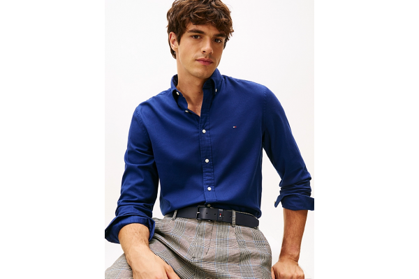Men's Blue Flex Flannel Solid Rf Shirt Tommy Hilfiger MW0MW40469-C7G