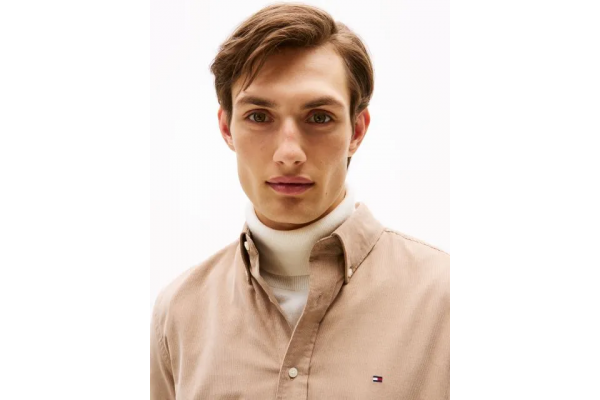 Men's Coastal Taupe Solid Corduroy Rf Shirt Tommy Hilfiger MW0MW40486-AFE