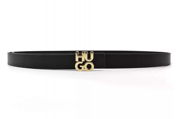 Women's Black Leather HU-GO Belt Hugo 50554084-001