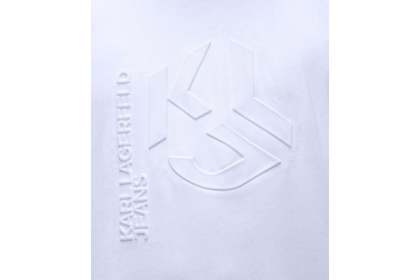 Men's White KLJ Reg SS Embossed Logo Tee Karl Lagerfeld Jeans A4M17033-100 WHITE