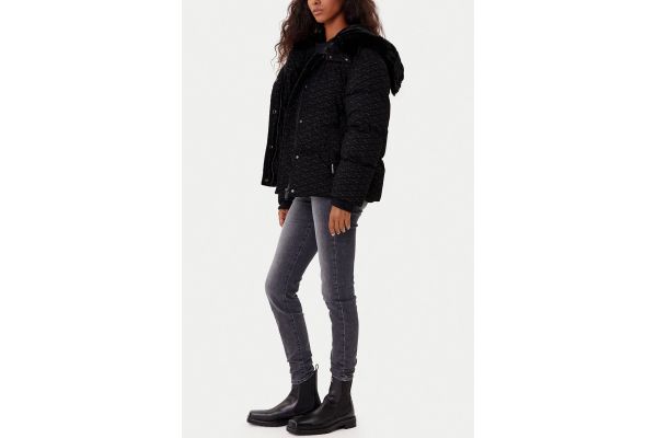 Women's Black Flock Logo Puffer Jacket Karl Lagerfeld A4W15042-2ET