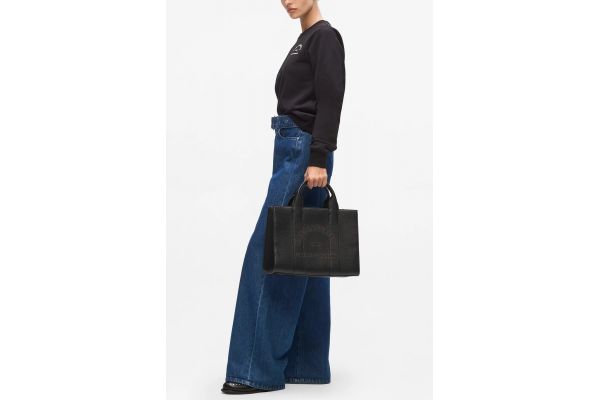 Women's Black K/RSG Pebble Square Med Tote Bag Karl Lagerfeld A4W30264-999 BLACK