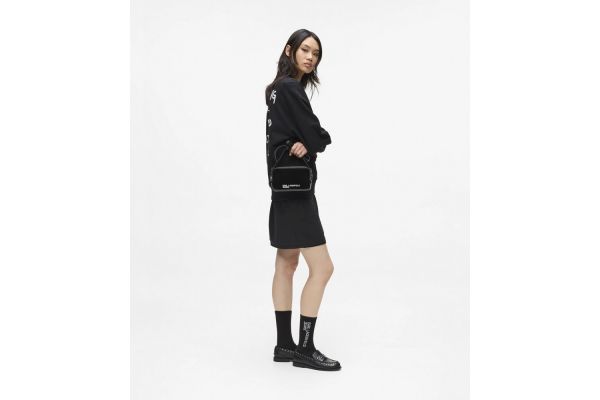 Women's Black KLJ Metal Logo Camera Bag Shiny Bag Karl Lagerfeld Jeans A4W30176-999 BLACK
