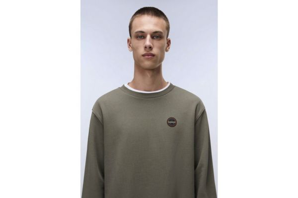 Men's Olive Green B-Badge Sweatshirt Napapijri NP0A8946-G0A1