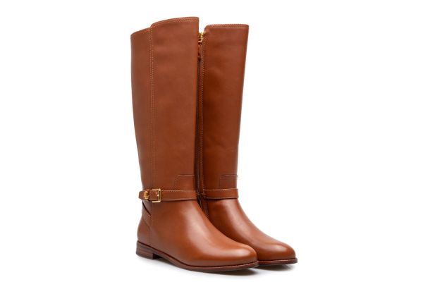 Γυναικείες Δερμάτινες Brooke II Μπότες Καφέ Ralph Lauren 802974383001-LAUREN TAN