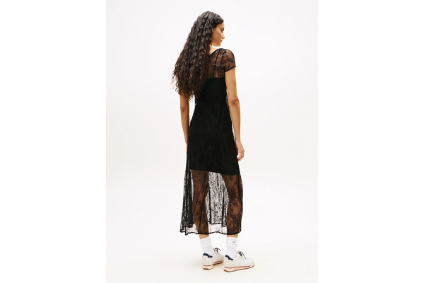 Women's Black Tjw Lace Ss Maxi Dress Tommy Jeans DW0DW21507-BDS