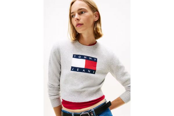 Women's Grey Tjw Sparkle Flag Sweater Ext Tommy Jeans DW0DW21690-P09