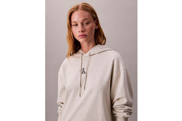 Women's Vanilla Heather Ls Monologo Premium Terry Hoodie Calvin Klein LV047D229G-P4P