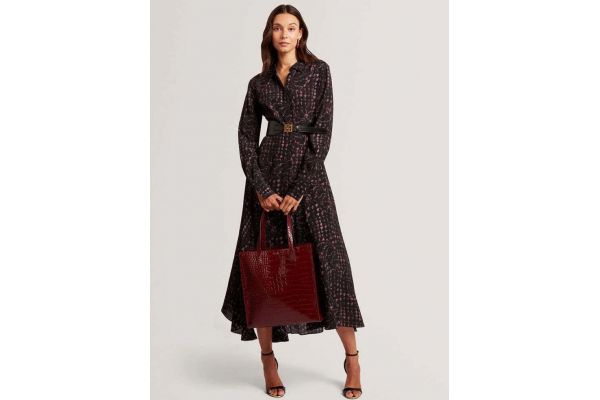 Women's Burgundy Wenella Croc Effect Large Icon Bag Ted Baker 281942-WINE