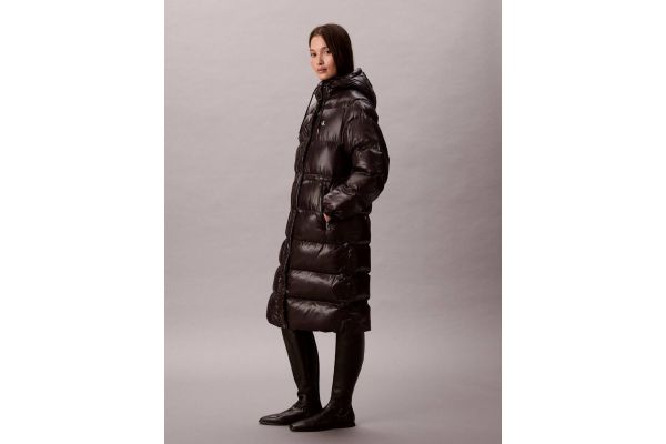 Women's Black Shine Long Puffer Coat Calvin Klein LV047D506G-UB1