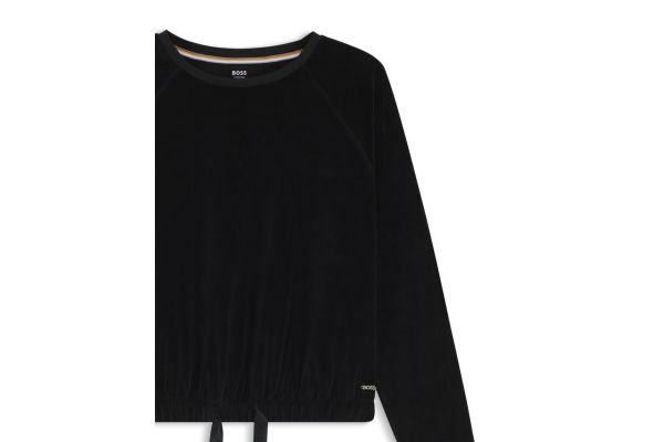 Women's Black Velour Sweatshirt Boss 50550724-001 Women's Black Velour Sweatshirt Boss 50550724-001