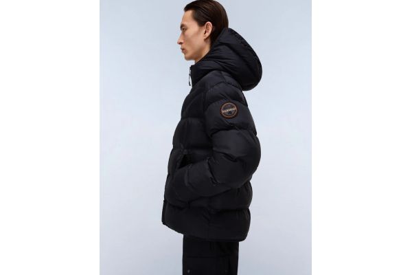 Men's Black A-Molveno Hood Jacket Napapijri NP0A88V2-9411 Men's Black A-Molveno Hood Jacket Napapijri NP0A88V2-9411