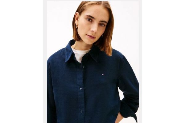 Women's Navy Blue Corduroy Relaxed Shirt Tommy Hilfiger WW0WW46850-C1G Women's Navy Blue Corduroy Relaxed Shirt Tommy Hilfiger WW0WW46850-C1G