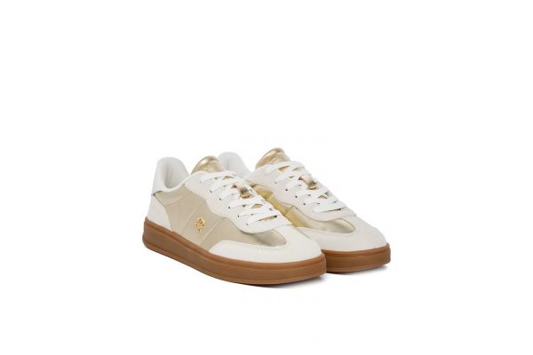 Women's Gold Leather Jackie Metallic Sneakers Tommy Hilfiger FW0FW09026-0HT